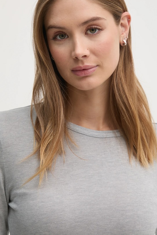 Calvin Klein longsleeve z domieszką wełny szary K20K208094