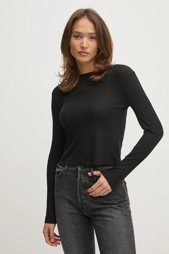 Лонгслів Calvin Klein Jeans slim чорний J20J224755