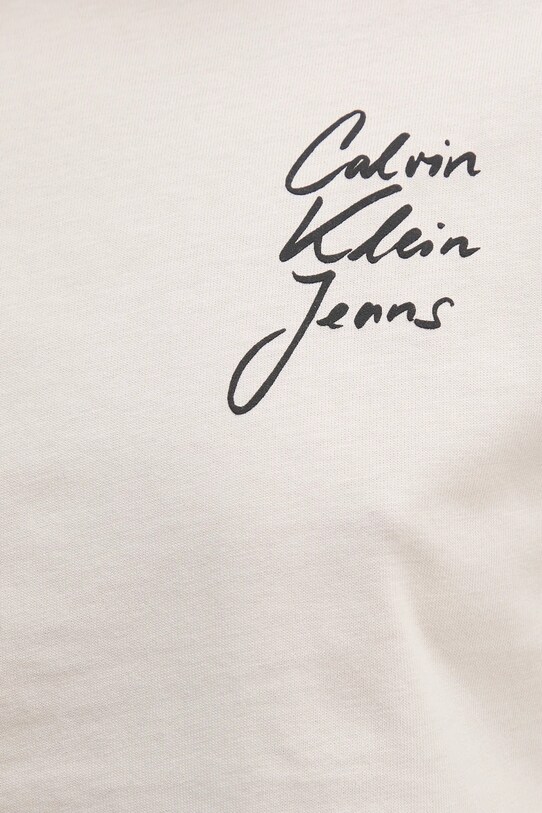 Βαμβακερή μπλούζα με μακριά μανίκια Calvin Klein Jeans J20J224991 μπεζ