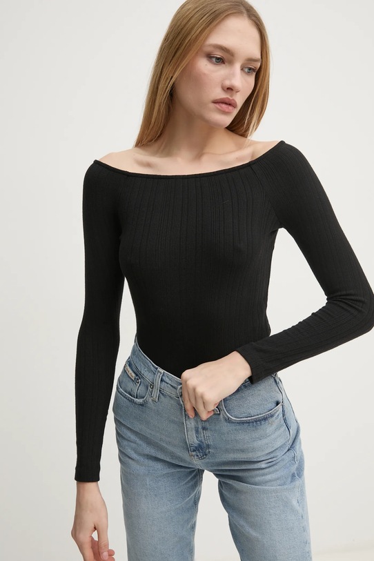 Tričko s dlouhým rukávem Calvin Klein Jeans slim černá J20J224992