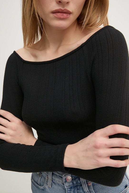 Tričko s dlouhým rukávem Calvin Klein Jeans J20J224992 černá