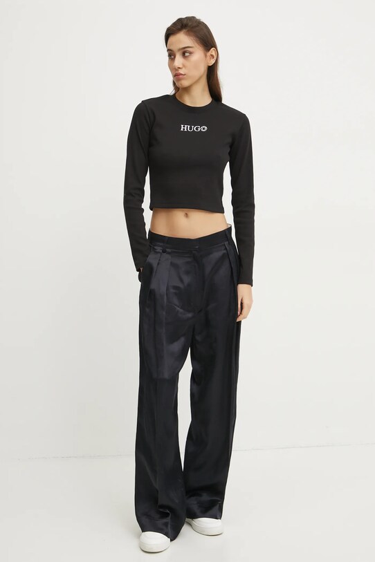 Tričko s dlouhým rukávem Hugo Blue 50537288 černá SS25
