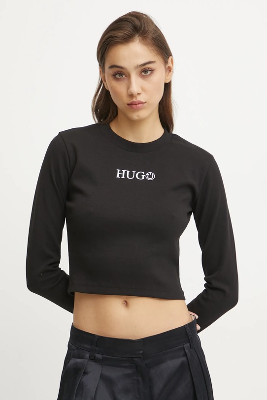 Tričko s dlouhým rukávem Hugo Blue černá 50537288