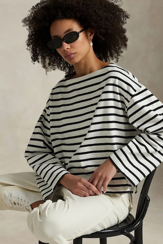 Polo Ralph Lauren longsleeve din bumbac 211959103 alb