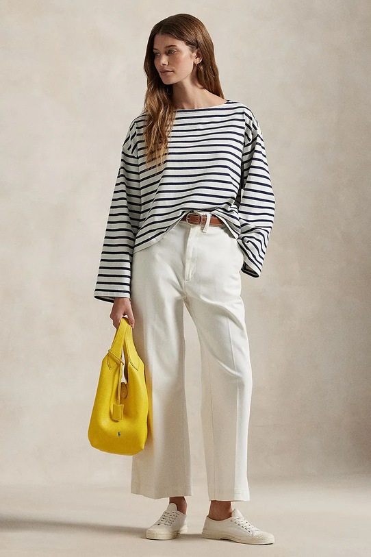 Odzież Polo Ralph Lauren longsleeve bawełniany 211959103 biały