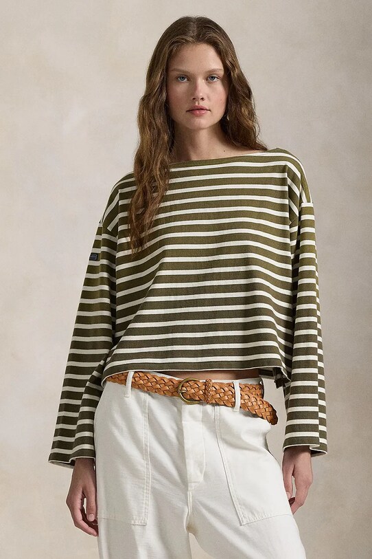 Pamučna majica dugih rukava Polo Ralph Lauren relaxed zelena 211959103