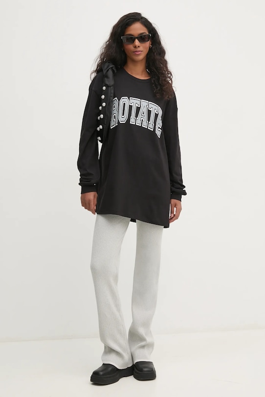 Rotate longsleeve bawełniany 113422100 czarny SS25