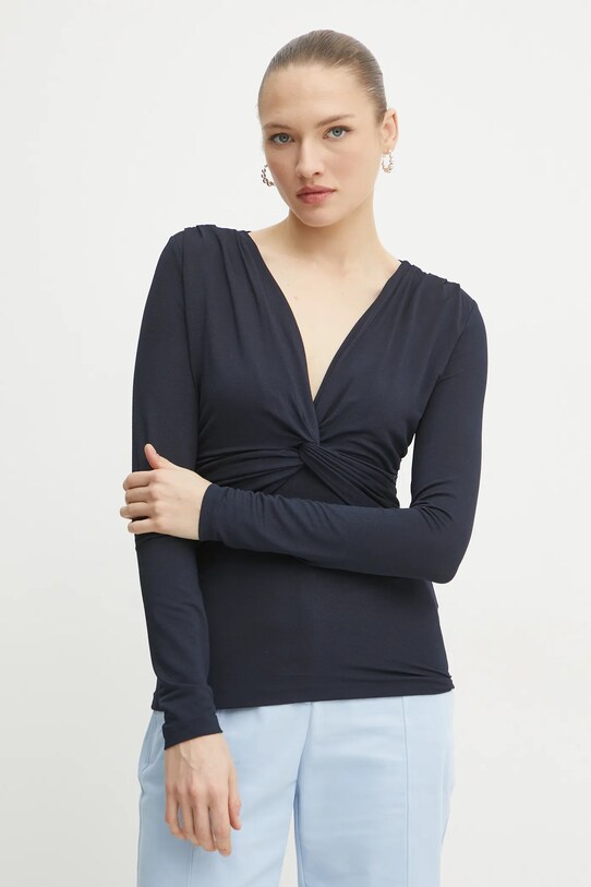 Blúzka BOSS slim tmavomodrá 50534546