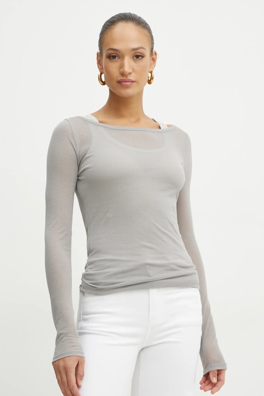 Tričko s dlhým rukávom Pinko slim sivá 104653.A2CL