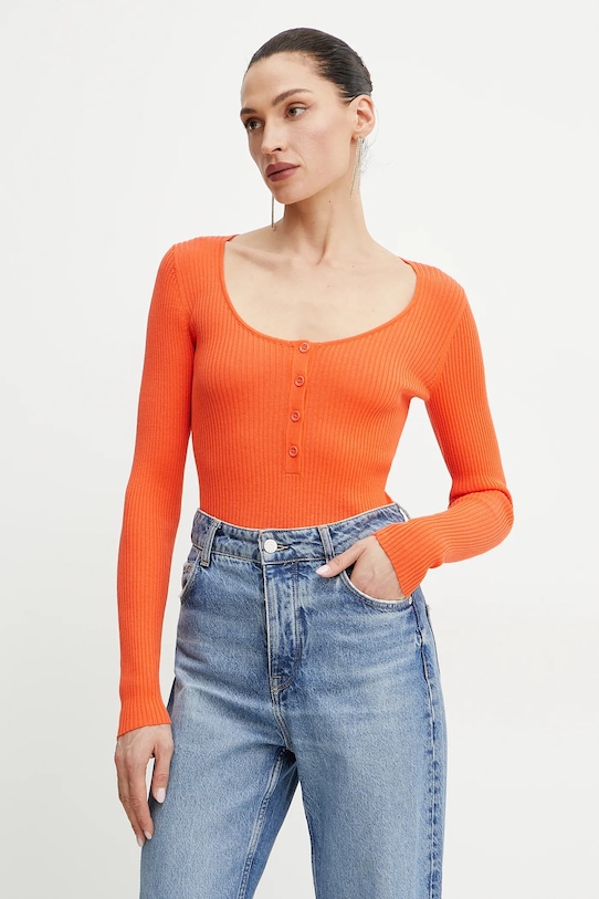 Pinko sweter jedwabny aplikacja pomarańczowy 104809.A1KW