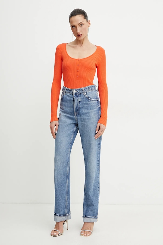 Pinko sweter jedwabny 104809.A1KW pomarańczowy SS25