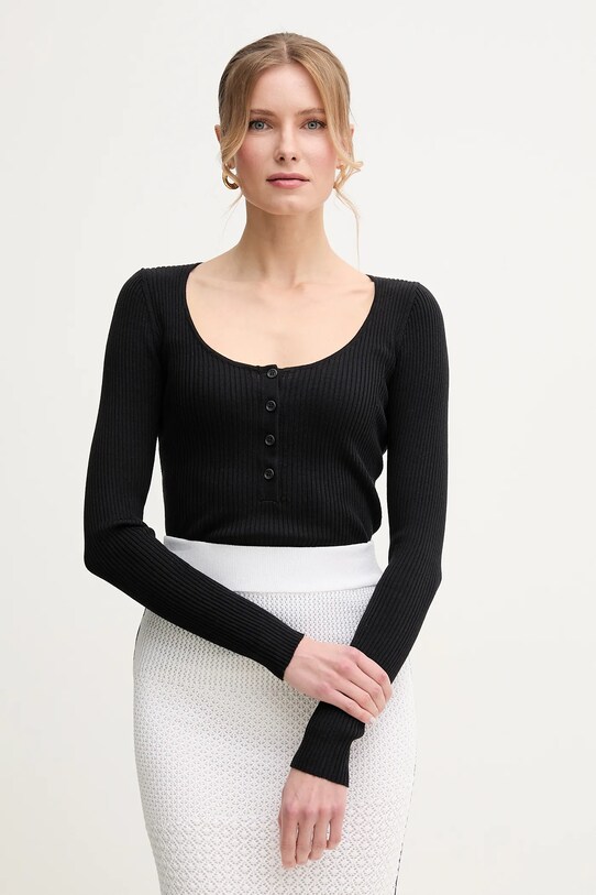 Pinko sweter jedwabny aplikacja czarny 104809.A1KW