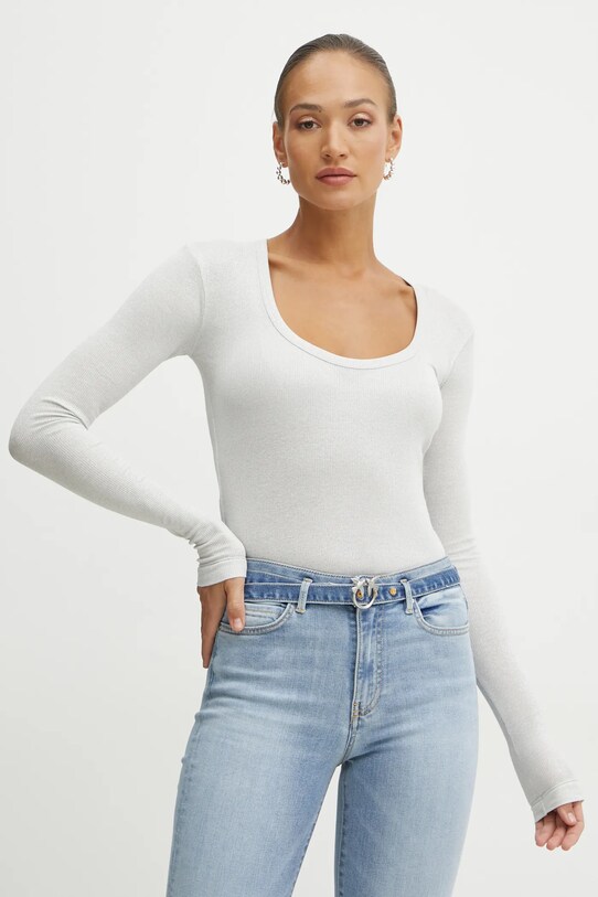 Pinko longsleeve z elastanem szary 104650.A2CQ