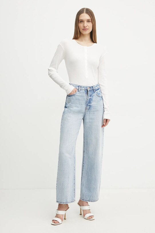 Pinko longsleeve din bumbac 105002.A2IA alb SS25