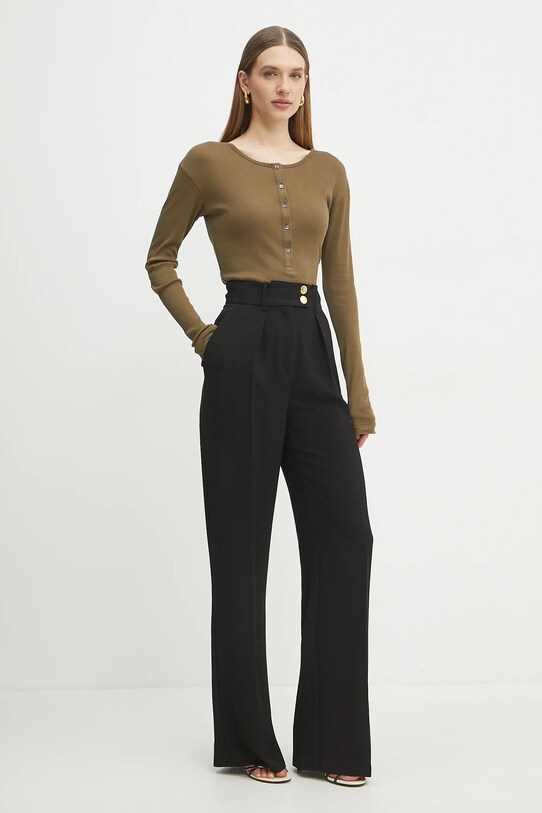 Pinko longsleeve din bumbac 105002.A2IA verde SS25