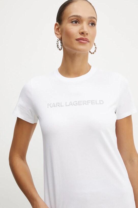 Хлопковая футболка Karl Lagerfeld белый A1W17076