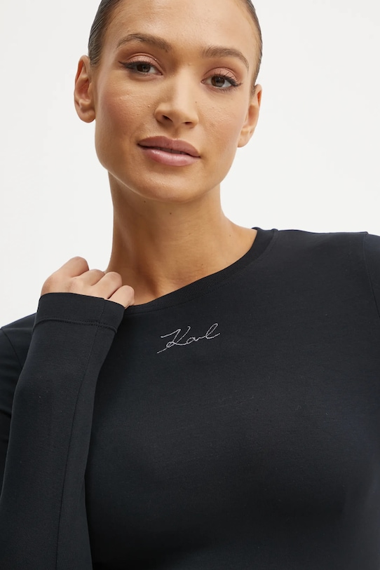 Tričko s dlouhým rukávem Karl Lagerfeld černá A1W17081
