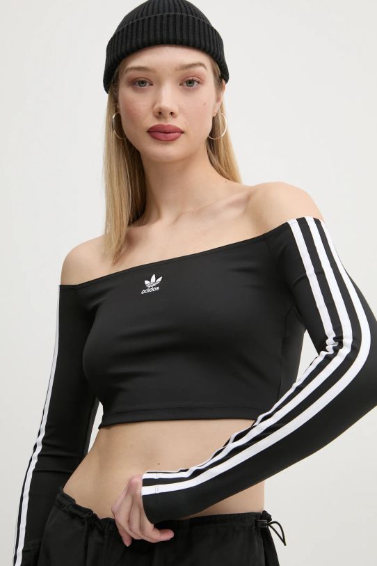 Majica dugih rukava adidas Originals Off Shoulder crna JD0274