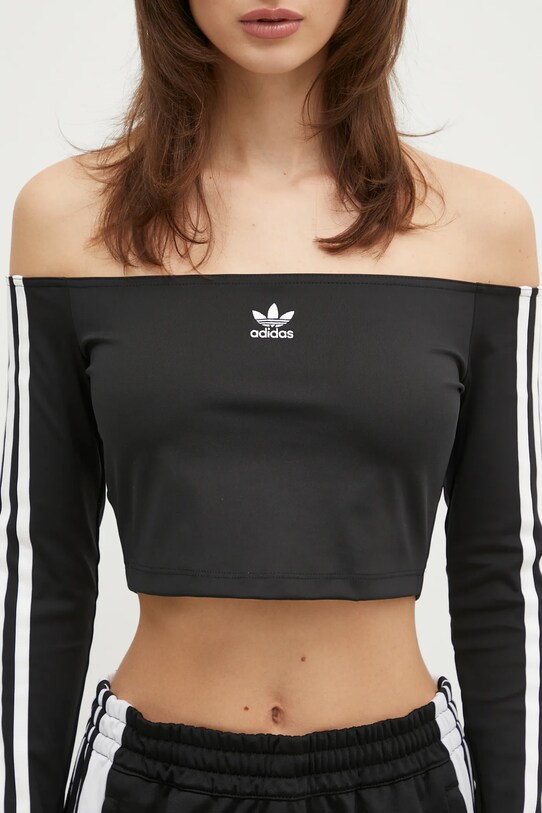 Tričko s dlhým rukávom adidas Originals Off Shoulder čierna JD0274