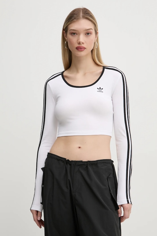 Лонгслив adidas Originals 3S LS CROP с эластаном белый JD4625