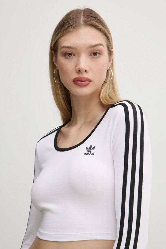 Лонгслів adidas Originals 3S LS CROP білий JD4625
