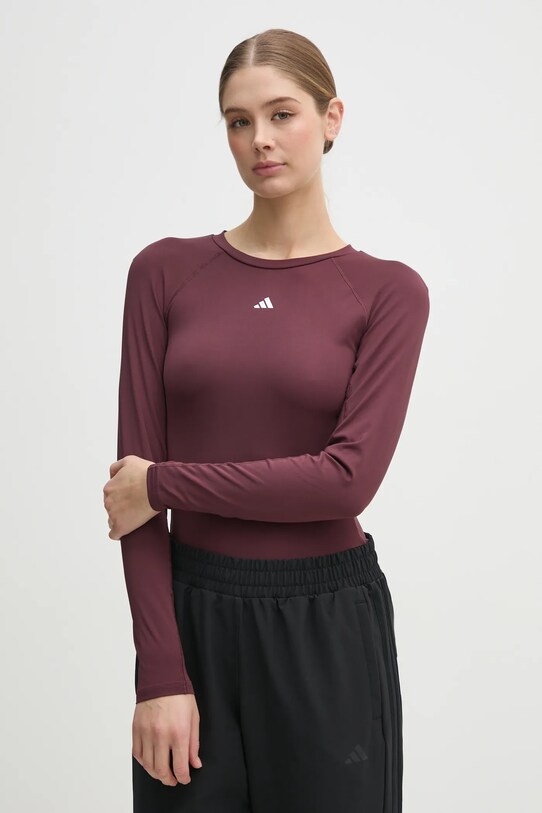 Tréninkové tričko s dlouhým rukávem adidas Performance Techfit slim burgundské JC9966