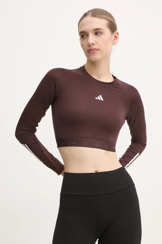 Лонгслив для тренировок adidas Performance Hyperglam slim коричневый IX3247