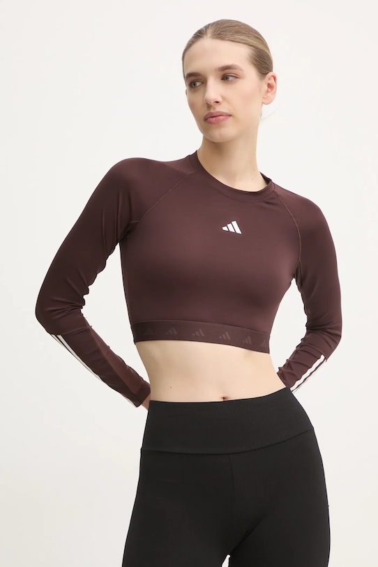 adidas Performance longsleeve treningowy Hyperglam z elastanem brązowy IX3247