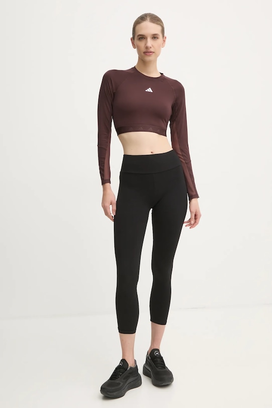 adidas Performance longsleeve treningowy Hyperglam IX3247 brązowy SS25