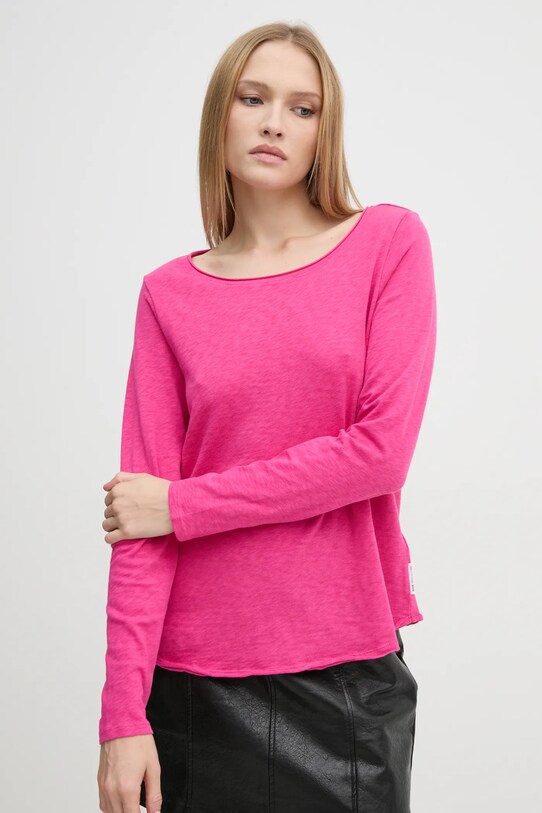 Pamučna majica dugih rukava Marc O'Polo Planet friendly roza 5000006103