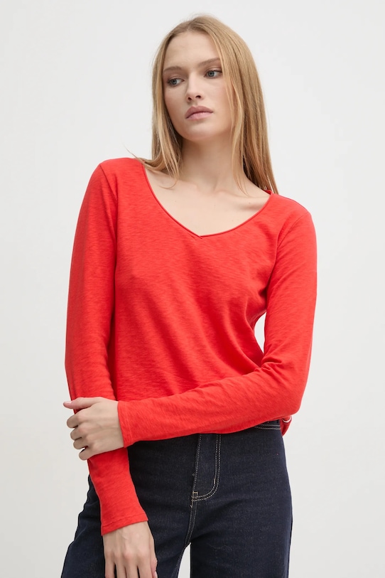 Бавовняний лонгслів Marc O'Polo бавовна червоний 5000006102