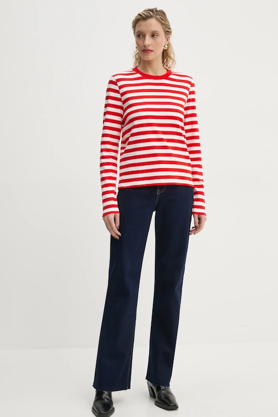 Βαμβακερή μπλούζα με μακριά μανίκια Marc O'Polo 5000005466 κόκκινο SS25