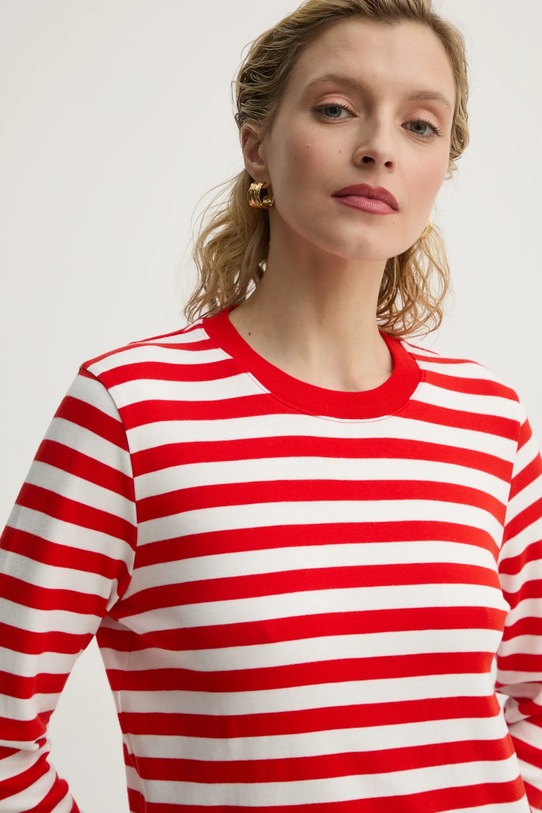 Βαμβακερή μπλούζα με μακριά μανίκια Marc O'Polo κόκκινο 5000005466