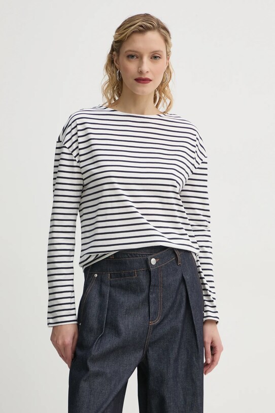 Marc O'Polo longsleeve bawełniany wzorzyste biały 5000005465