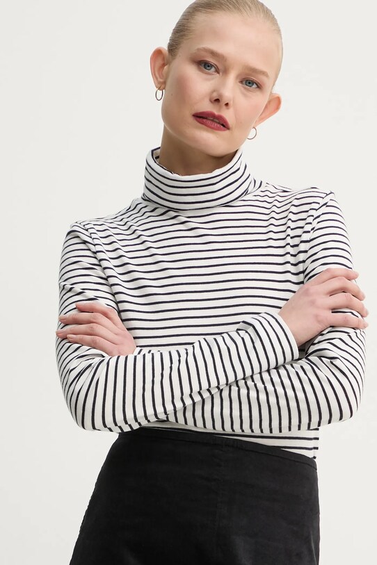 Bavlnené tričko s dlhým rukávom Marc O'Polo regular biela 5000005462