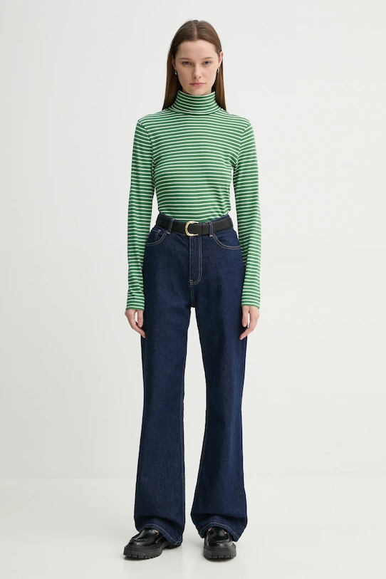 Хлопковый лонгслив Marc O'Polo 5000005462 зелёный SS25