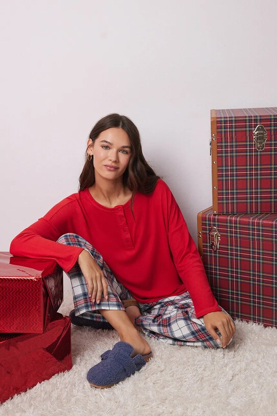 Піжамний лонгслів women'secret MIX AND MATCH PERFECT MATCH 3278429 червоний