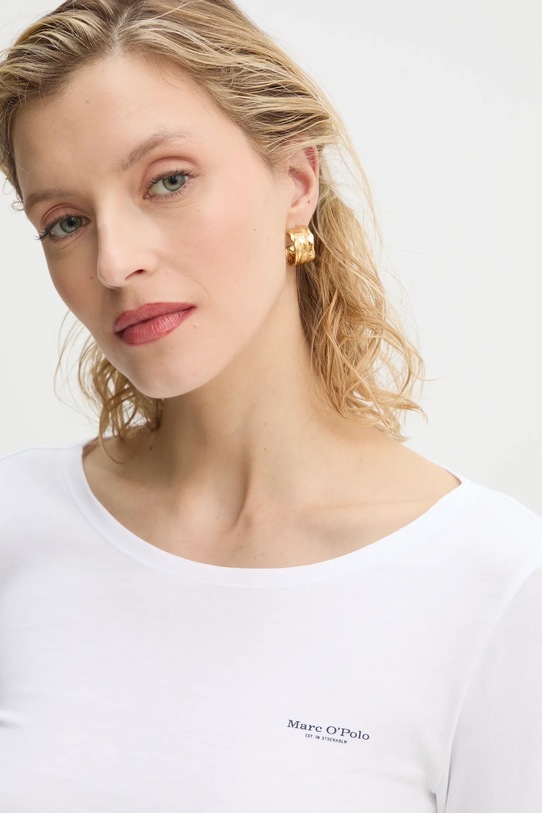 Bavlněné tričko s dlouhým rukávem Marc O'Polo bílá 500218352007