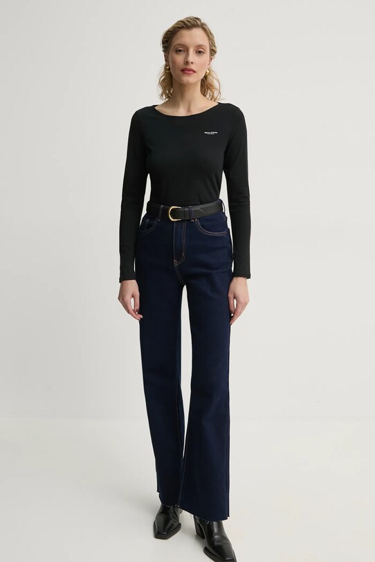 Bavlněné tričko s dlouhým rukávem Marc O'Polo 500218352007 černá SS25