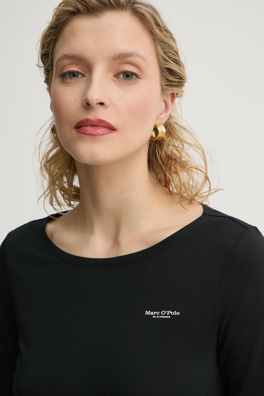 Bavlněné tričko s dlouhým rukávem Marc O'Polo černá 500218352007