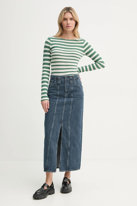 Bavlnené tričko s dlhým rukávom Marc O'Polo 500219652597 zelená SS25