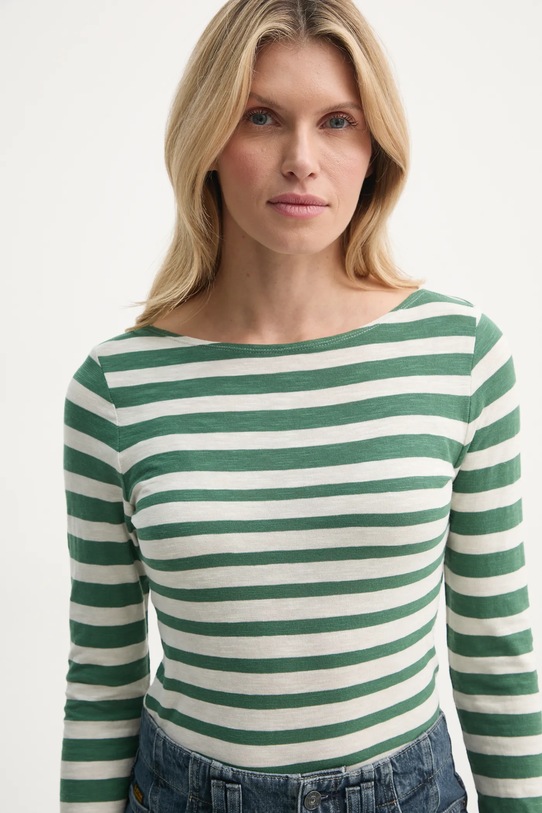 Bavlnené tričko s dlhým rukávom Marc O'Polo zelená 500219652597