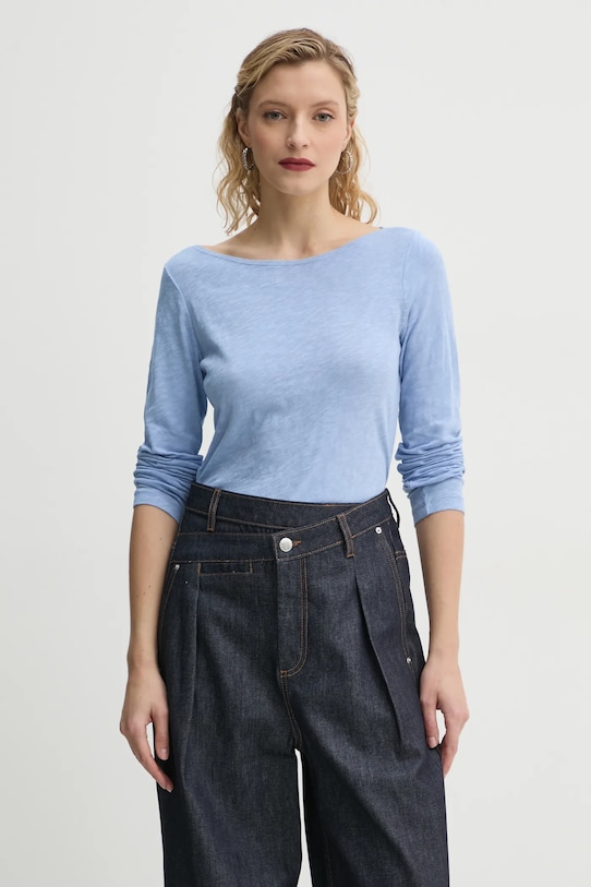 Marc O'Polo longsleeve din bumbac uni albastru 500226152199