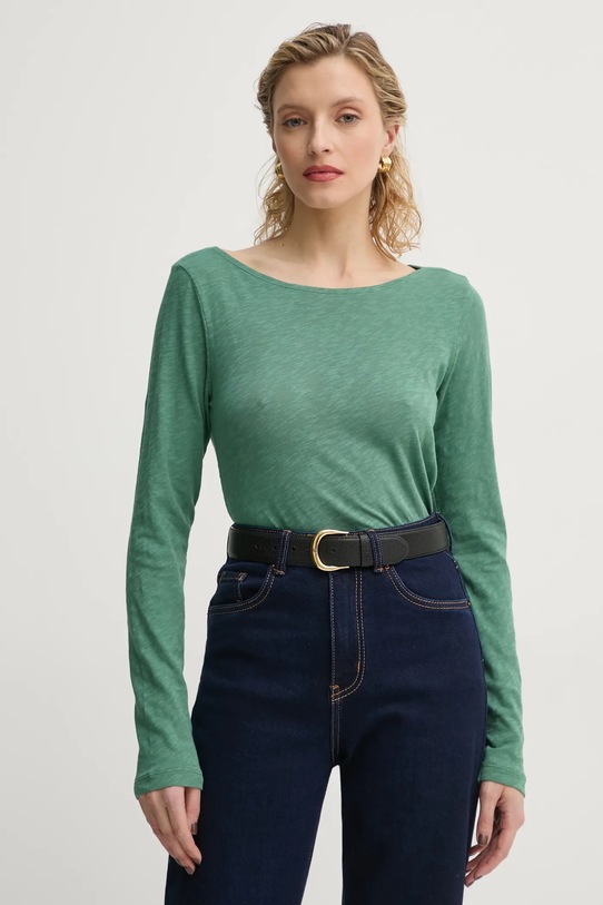Marc O'Polo longsleeve din bumbac uni verde 500226152199