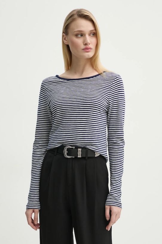 Хлопковый лонгслив Marc O'Polo хлопок тёмно-синий 502219652129