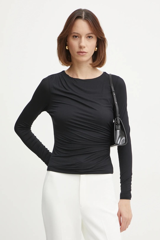 Tričko s dlouhým rukávem Guess slim černá W5RP23.KACM2