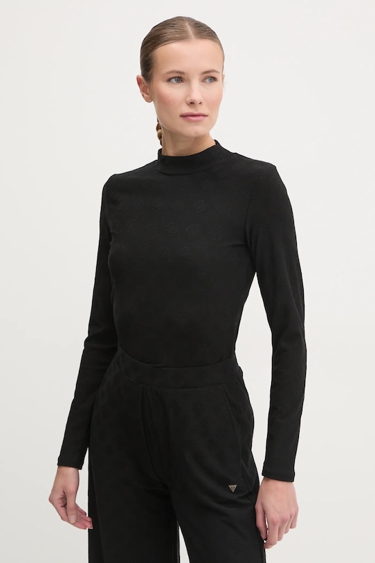 Guess longsleeve MONICA z elastanem czarny V5RI03.KCLG2