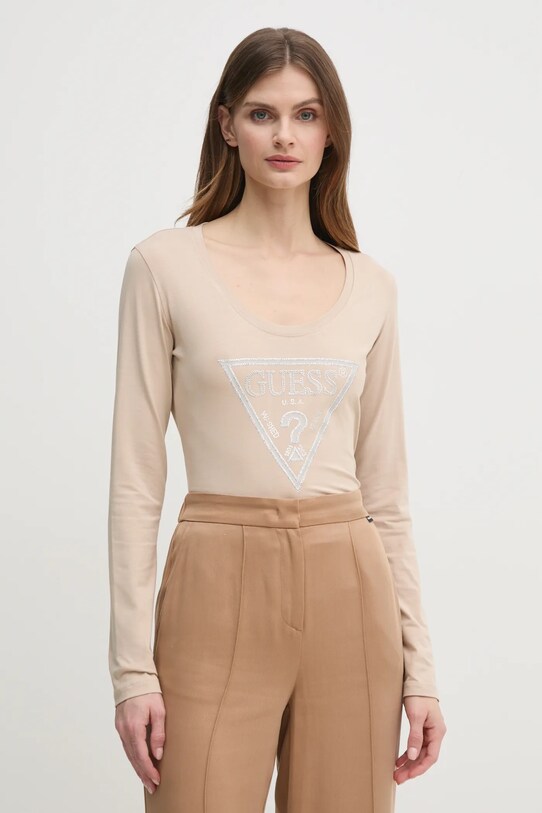 Guess longsleeve imprimeu bej W5RI65.J1314