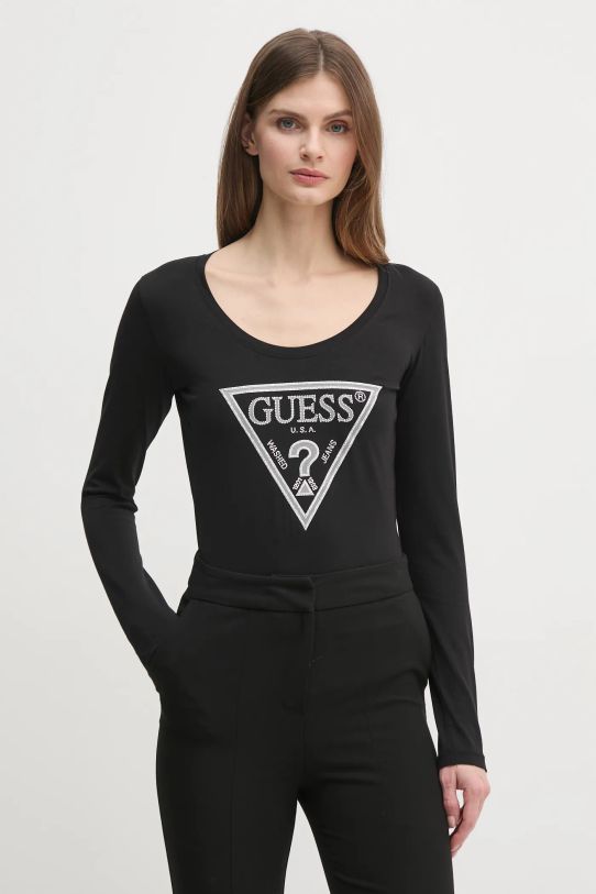 Guess longsleeve imprimeu negru W5RI65.J1314