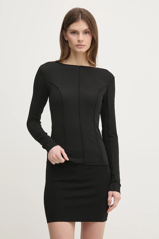 Sisley longsleeve z elastanem czarny 33FEL106W